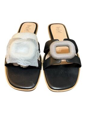 Hey Girl by Corkys Black Rhinestone Buckle Slide Sandals Women’s Size 10
